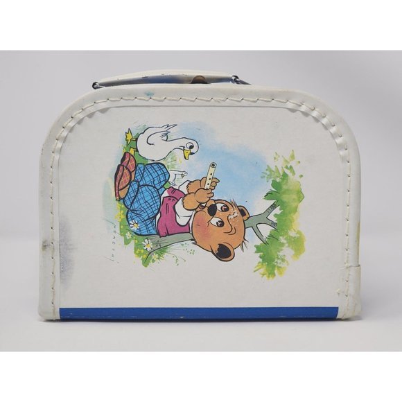 Vintage Little Toy Suitcase/Lunchbox Bear Playing A‎ Flute Signed By Artist - Picture 2 of 15